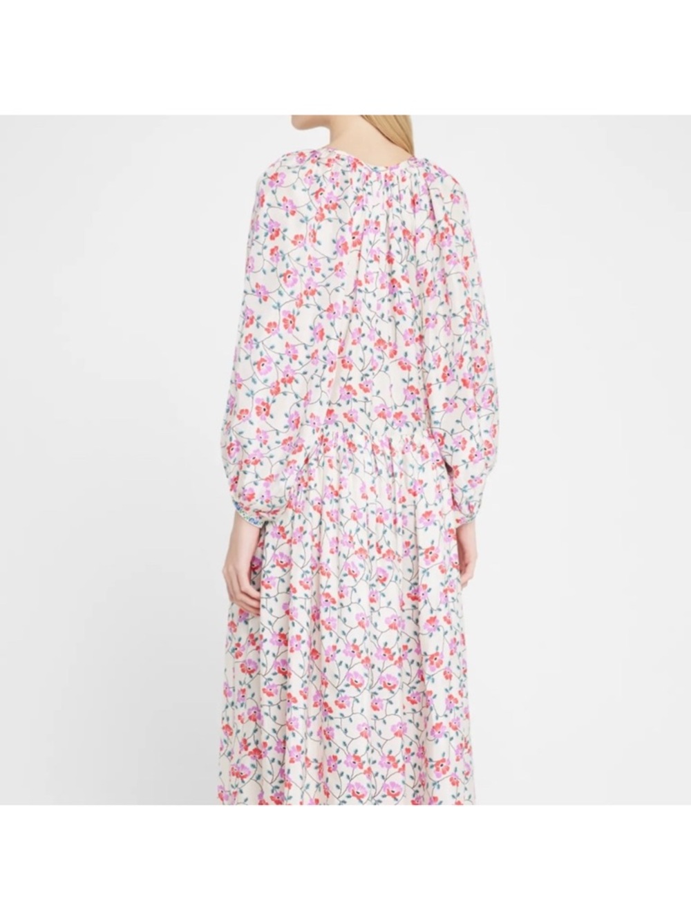 Alix of Bohemia Saranna Hand-Printed Silk Floral Maxi Dress in Rosebud Size XS - Picture 5 of 15